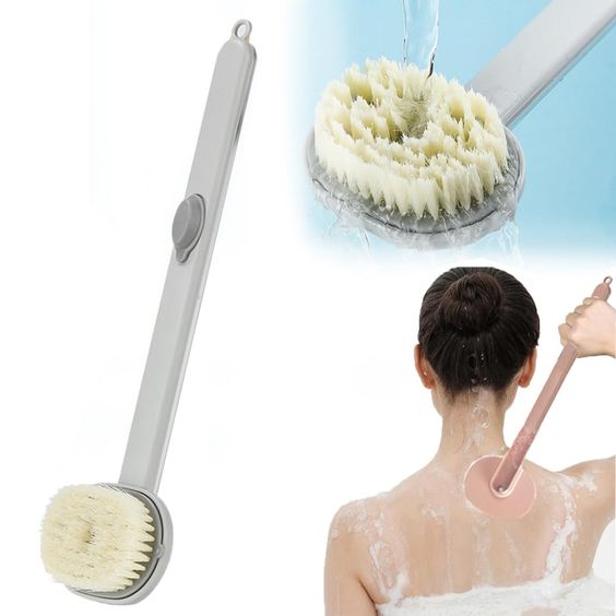 Long Handle Soft Hair Bath Brush - Back Ball Brush, Body Scrubber & Shower Massage Tool (1PC)