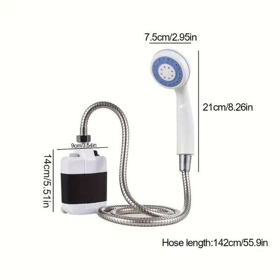 Portable Shower Camping Outdoor Shower Handheld Electric Shower Battery Powered Compact Handheld Rechargeable Camping Showerhead