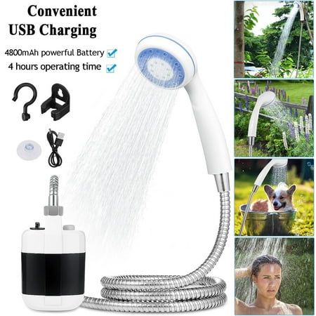 Portable Shower Camping Outdoor Shower Handheld Electric Shower Battery Powered Compact Handheld Rechargeable Camping Showerhead