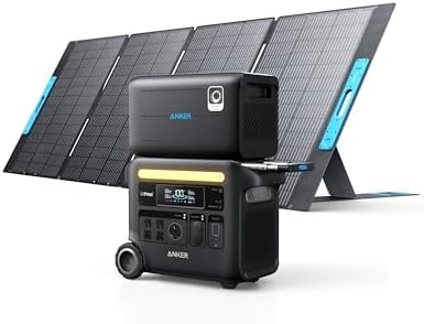 Anker SOLIX F2600 Portable Power Station, PowerHouse 767 and 760 Expansion Battery, with 1×400W Solar Panels, 5120Wh LiFePO4 Battery with 4 AC Outlets Up to 2400W for Home, Outdoor Camping, RV