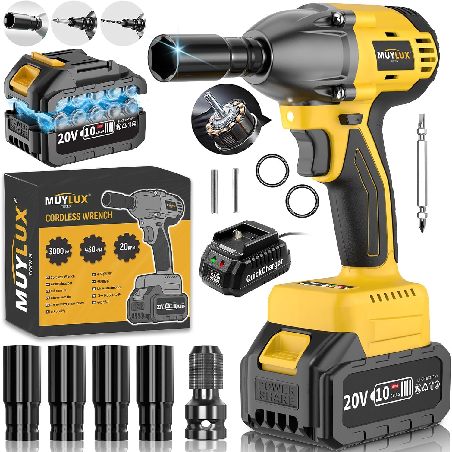4.0Ah Battery Cordless Impact Wrench (B0FJCVW69W)